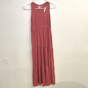 Sundry Women's Tiered Maxi Dress Pink Sleeveless Racerback Cotton Blend Size XS